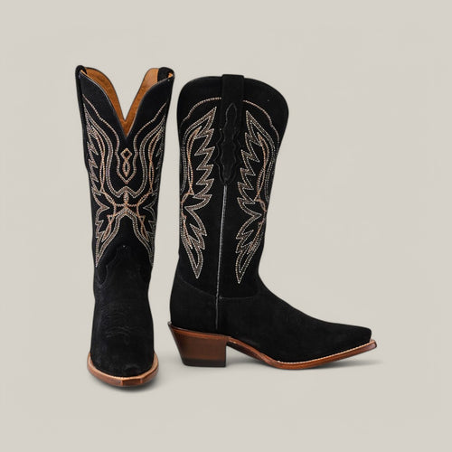 Miranda Suede Black Leather Sole - Mid Shaft - Snip Toe