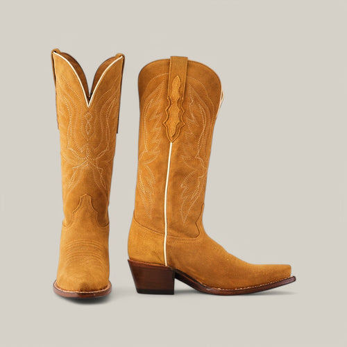 Miranda Suede Gold Leather Sole - Mid Shaft - Snip Toe