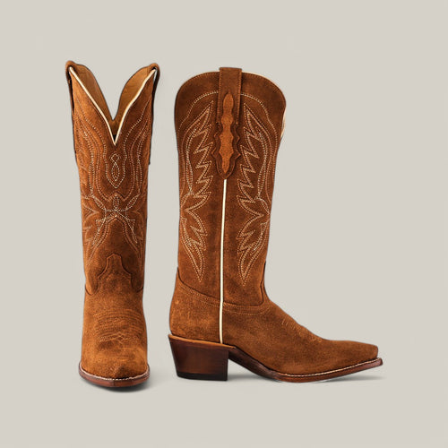 Miranda Suede Caramel Leather Sole - Mid Shaft - Snip Toe