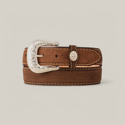 Brown Plain Belt - Silver Buckle