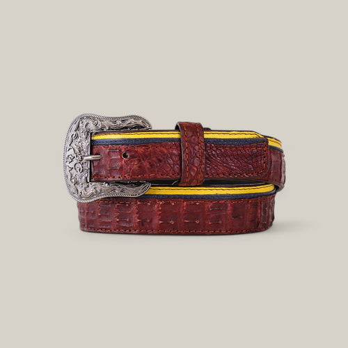Exotic Caiman - Platinum Buckle - Wine Belt