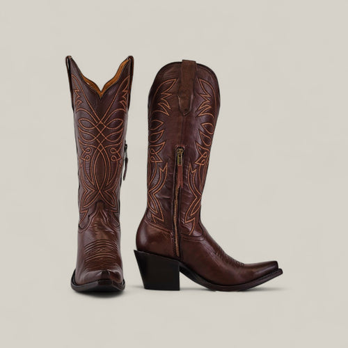 Kellie Clayton Caramel Leather Sole - Tall Shaft - Snip Toe