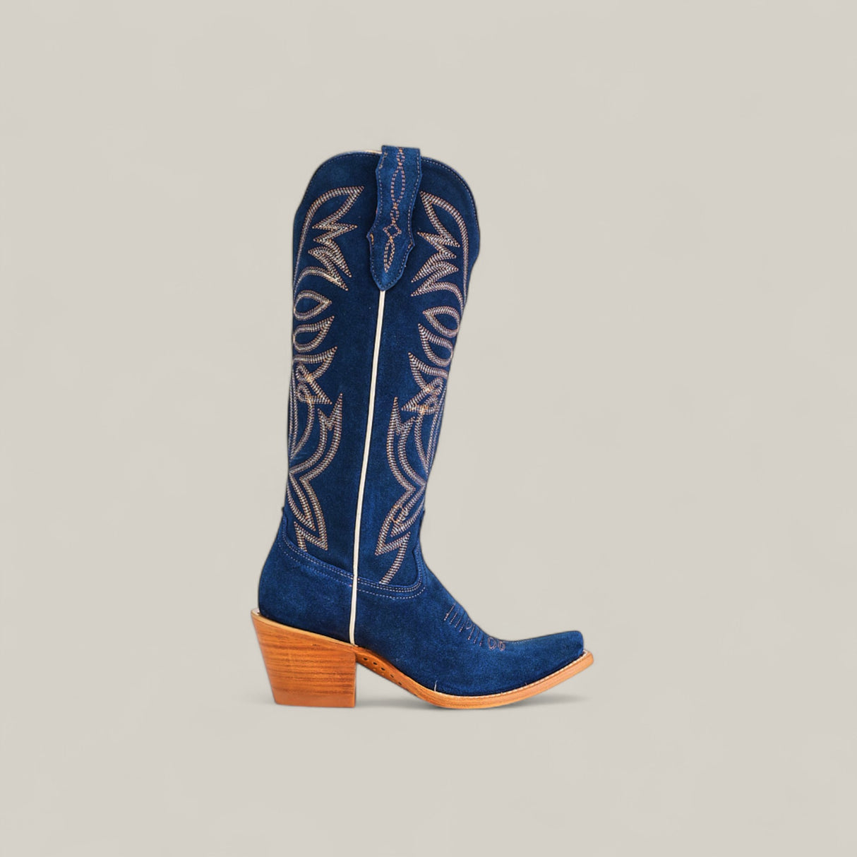 Kellie Suede Blue Jeans Leather Sole - Tall Shaft - Snip Toe