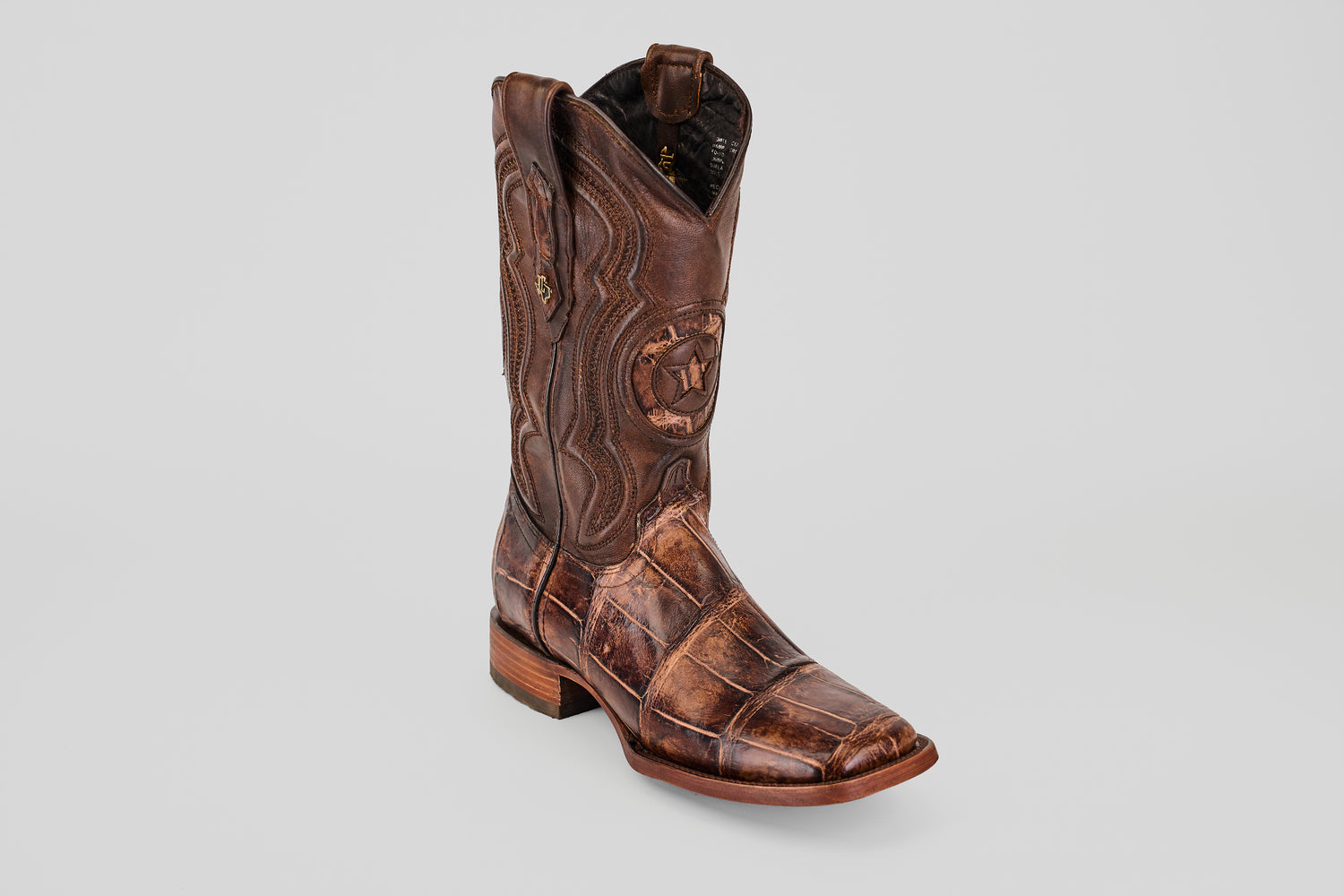 James - Rustic Brown - Square Toe (Alligator Hornback)