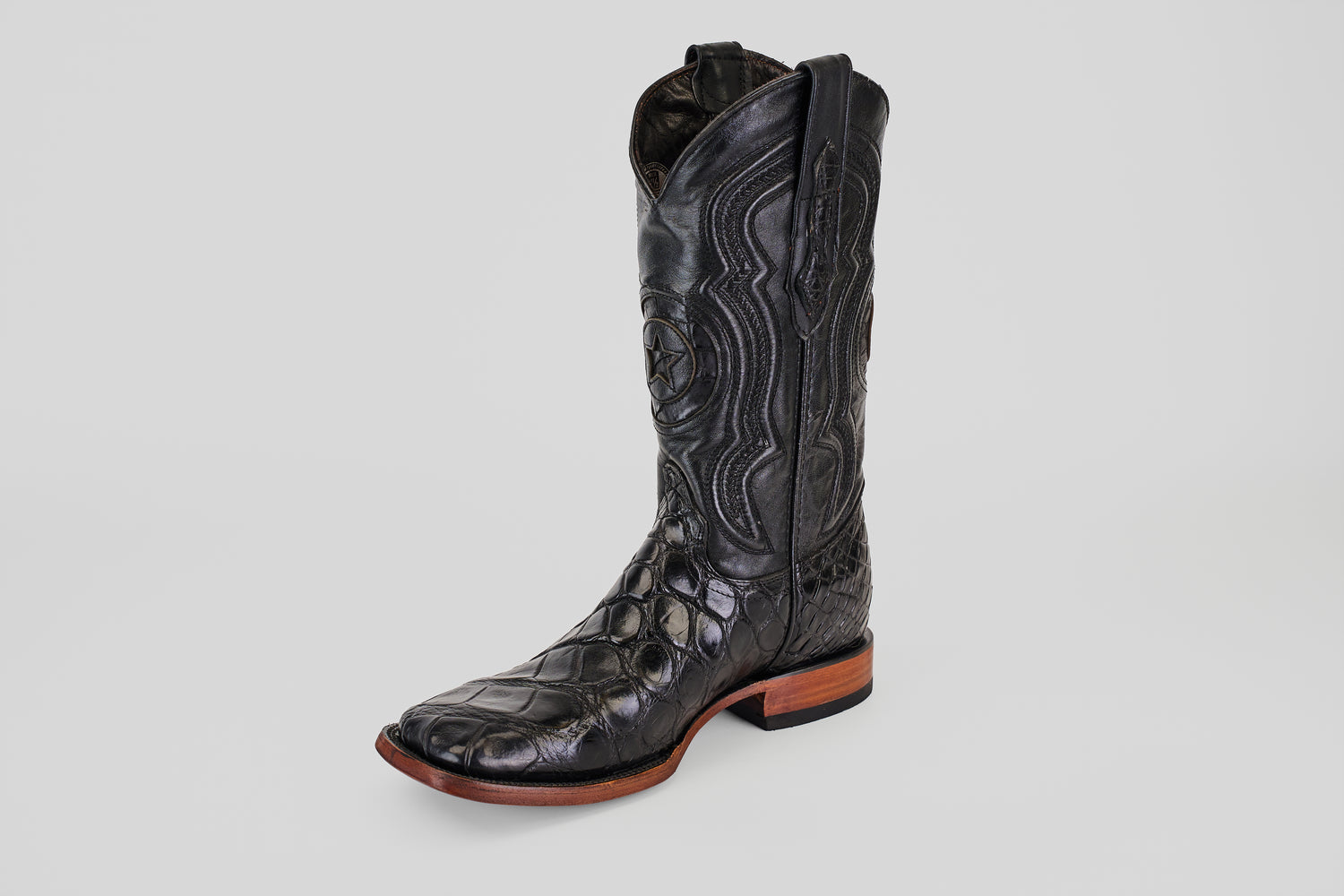 James - Black - Square Toe (Alligator Hornback)