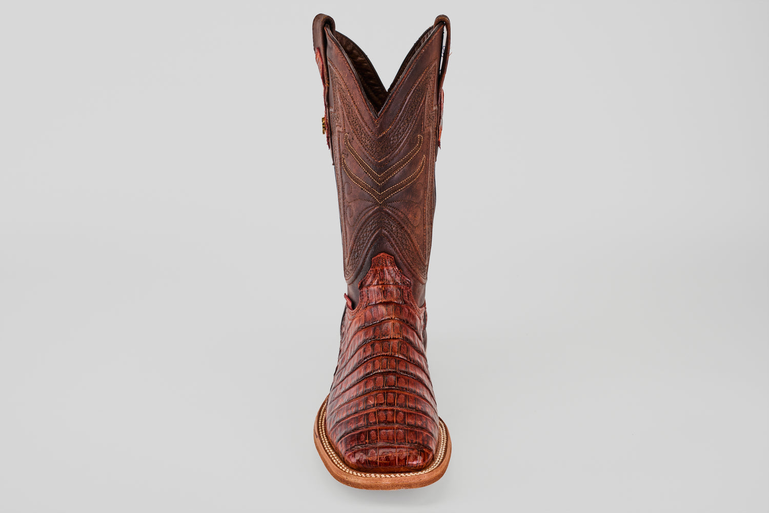 Exotic Caiman Tail - Cogñac - Square Toe