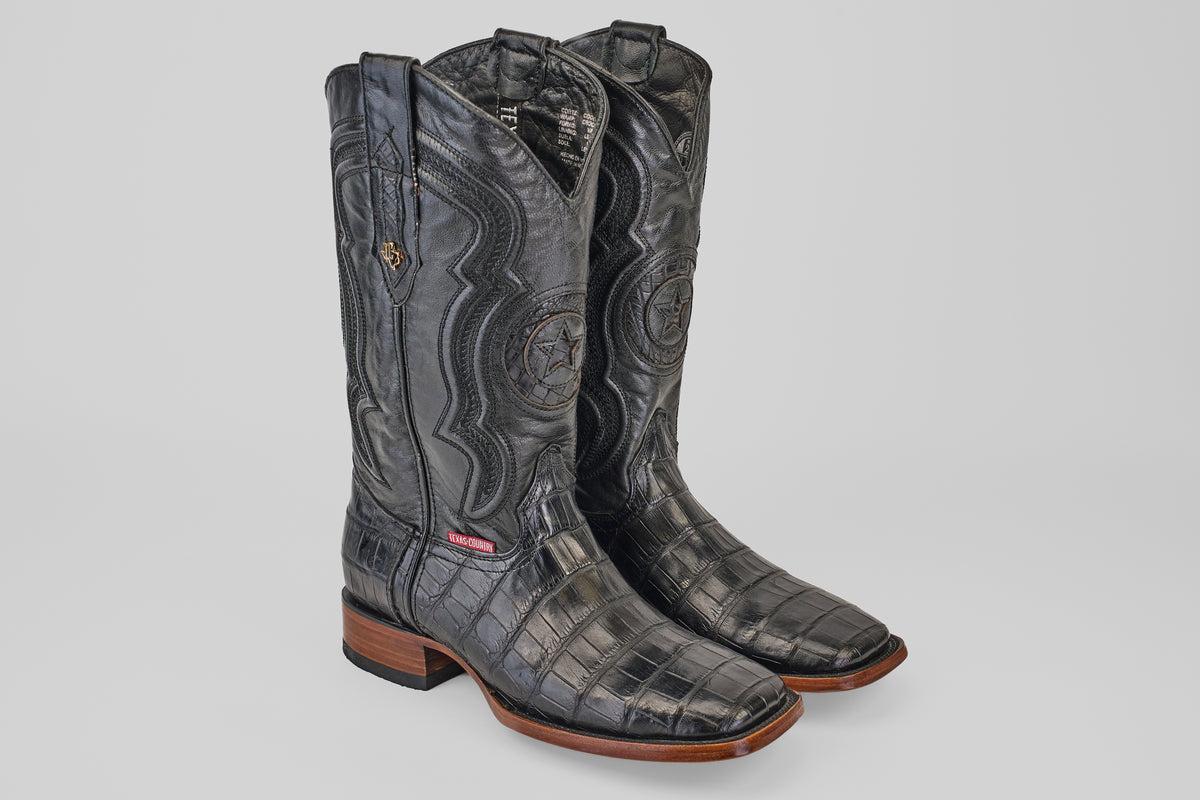 Exotic Alligator Tail - Black - Square Toe