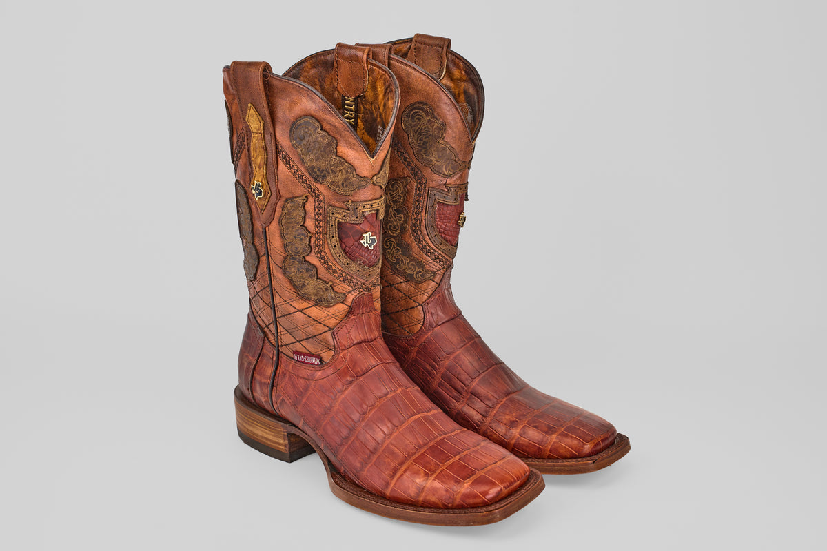 Exotic Alligator Tail - Brick - Square Toe