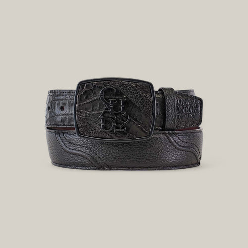BC281 Black Caiman Stitching Belt