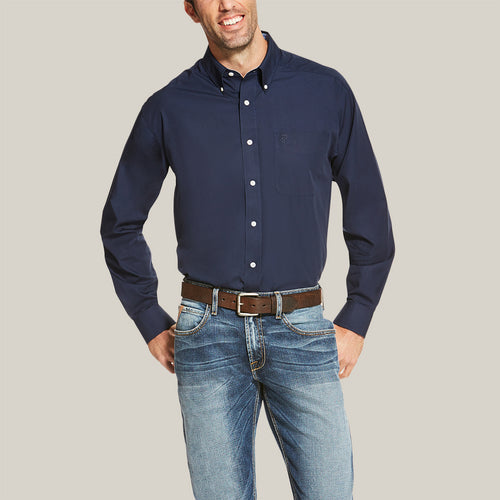 Wrinkle Free Solid Classic Fit Shirt Navy - 10020330