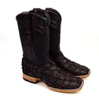 Connor Pirarucu Fish Boots - Black Cherry - Square Toe (PZ60)
