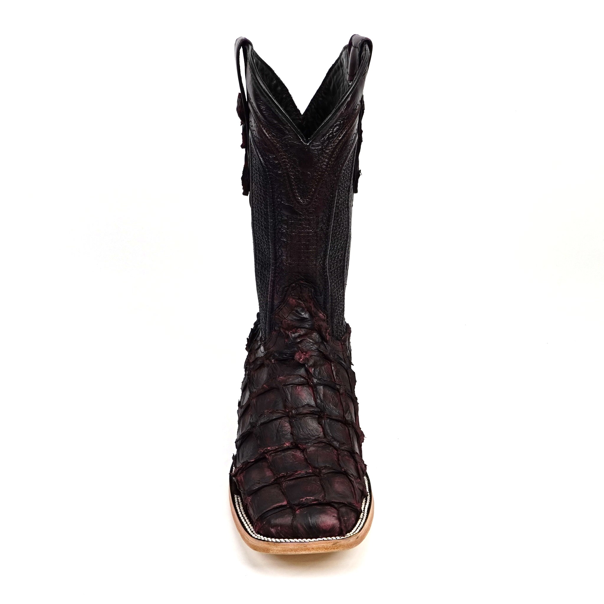 Connor Pirarucu Fish Boots - Black Cherry - Square Toe (PZ60)
