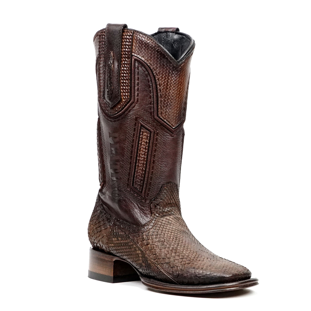 Tanner Platinum Python Boots - Tamarind - Square Toe - Gomez Western Wear