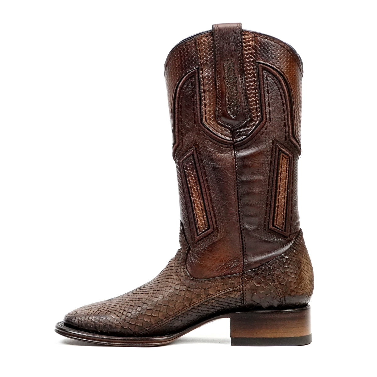 Tanner Platinum Python Boots - Tamarind - Square Toe - Gomez Western Wear