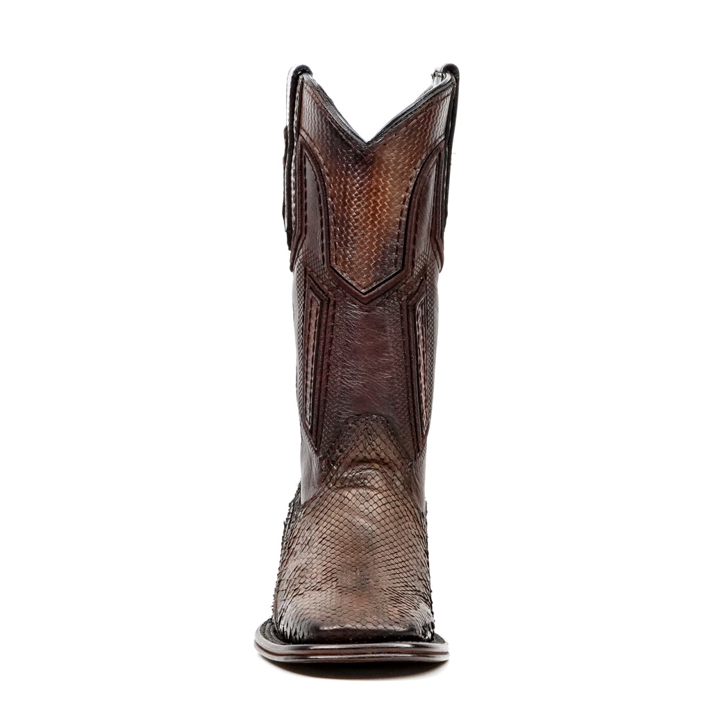 Tanner Platinum Python Boots - Tamarind - Square Toe - Gomez Western Wear