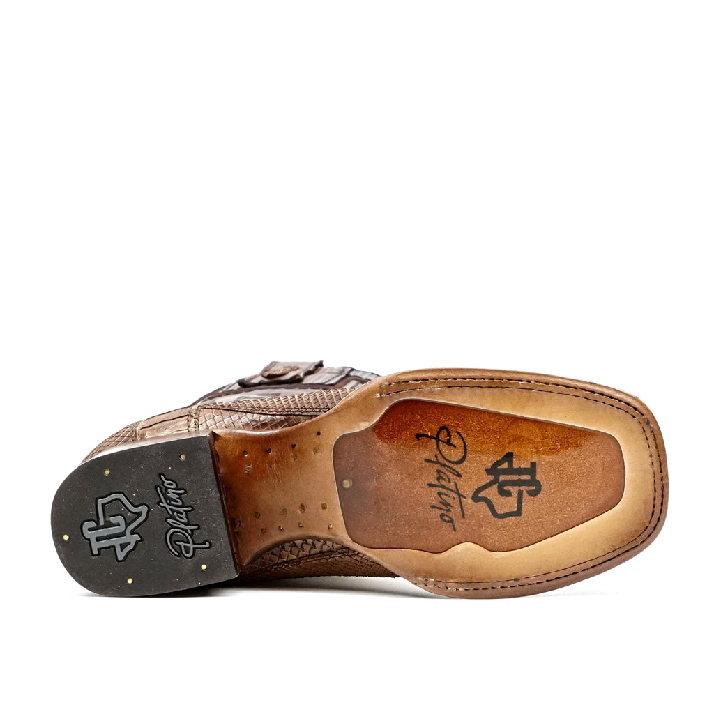 Tanner Platinum Python Boots - Tamarind - Square Toe - Gomez Western Wear