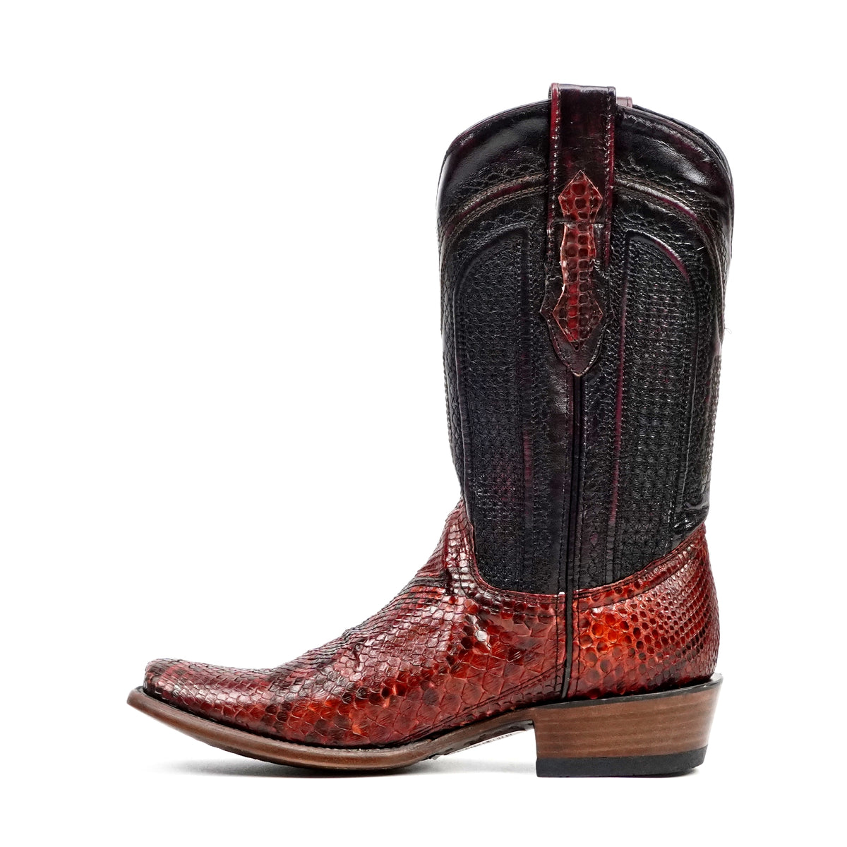 Tanner Python Boots – Ruby Red – Narrow Square Toe (DP100) - Gomez Western Wear