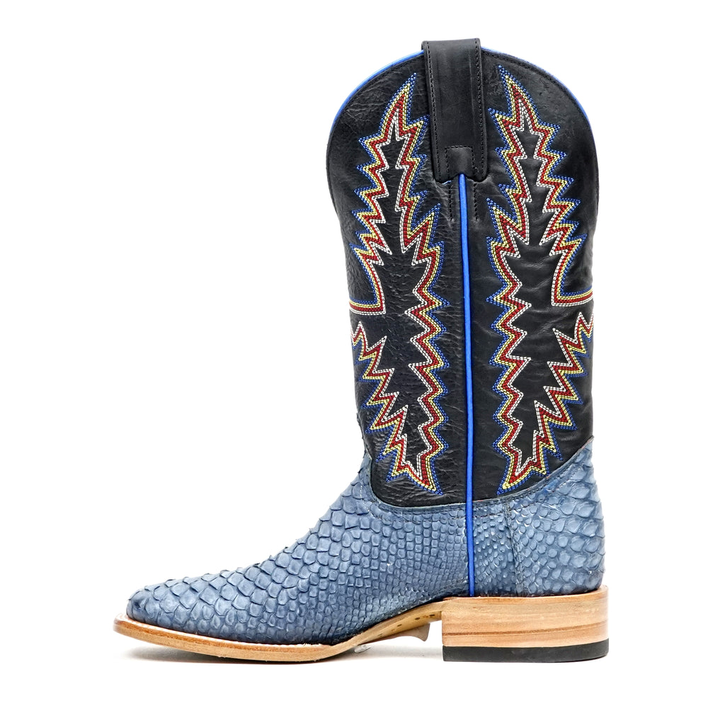 Braxton Python Boots - Denim Blue - Square Toe - Gomez Western Wear