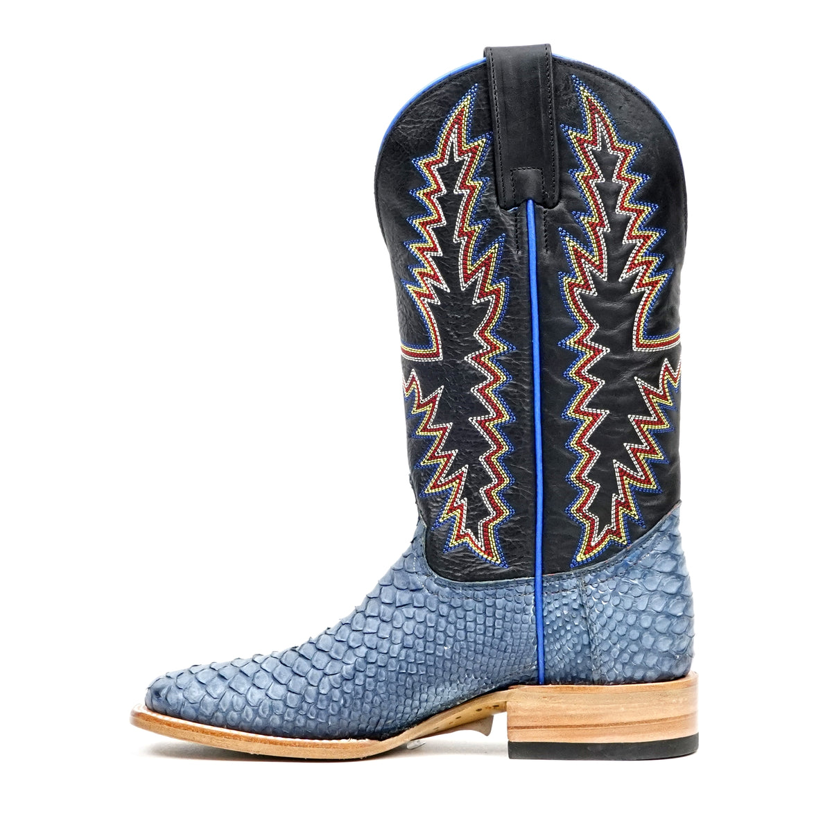 Braxton Python Boots - Denim Blue - Square Toe - Gomez Western Wear
