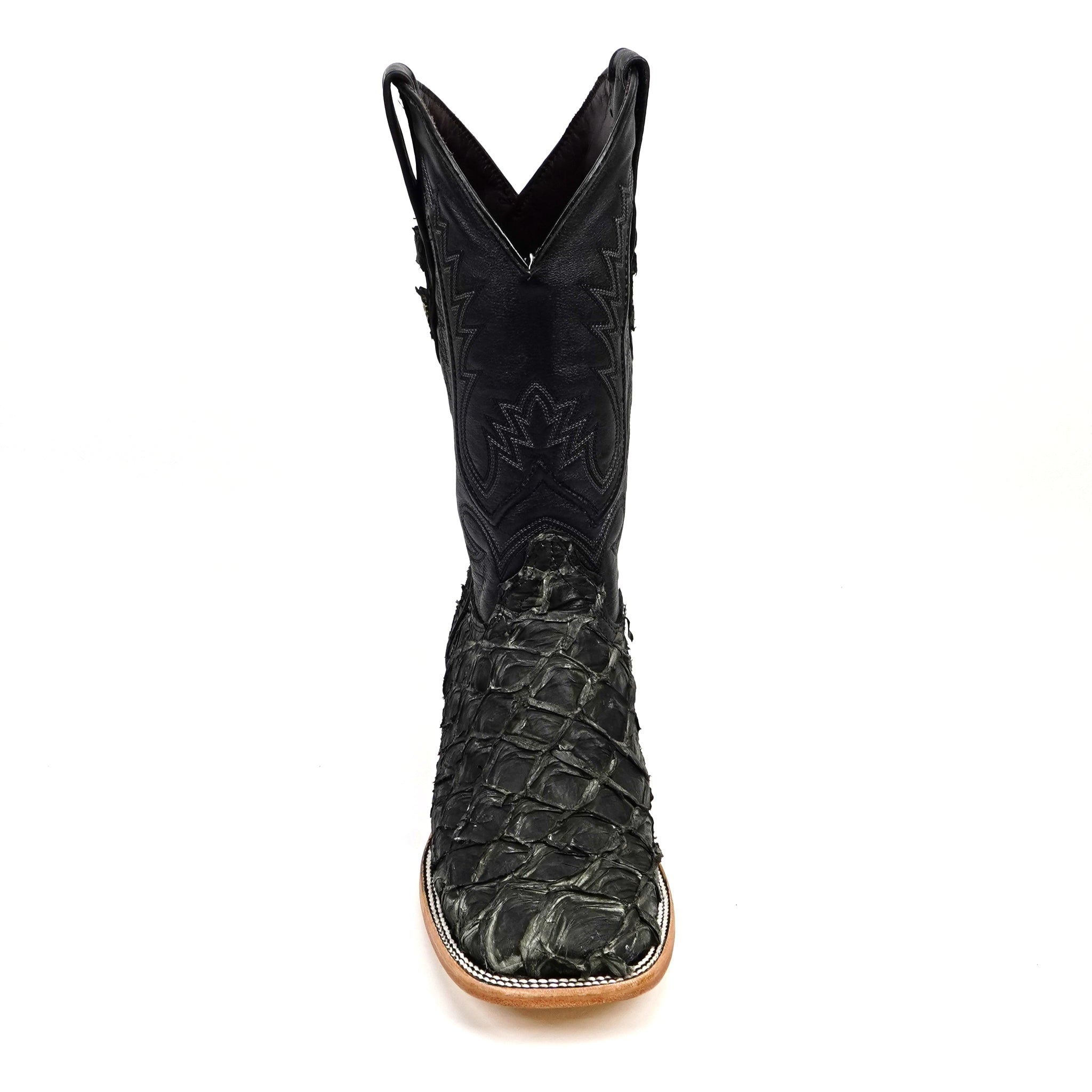 Connor Pirarucu Fish Boots - Gray Black - Square Toe (PZ60)