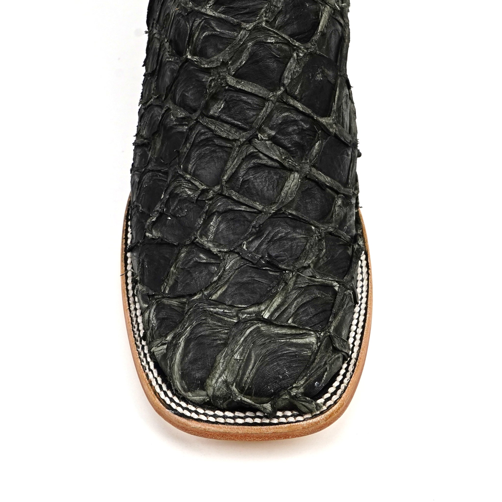 Connor Pirarucu Fish Boots - Gray Black - Square Toe (PZ60)