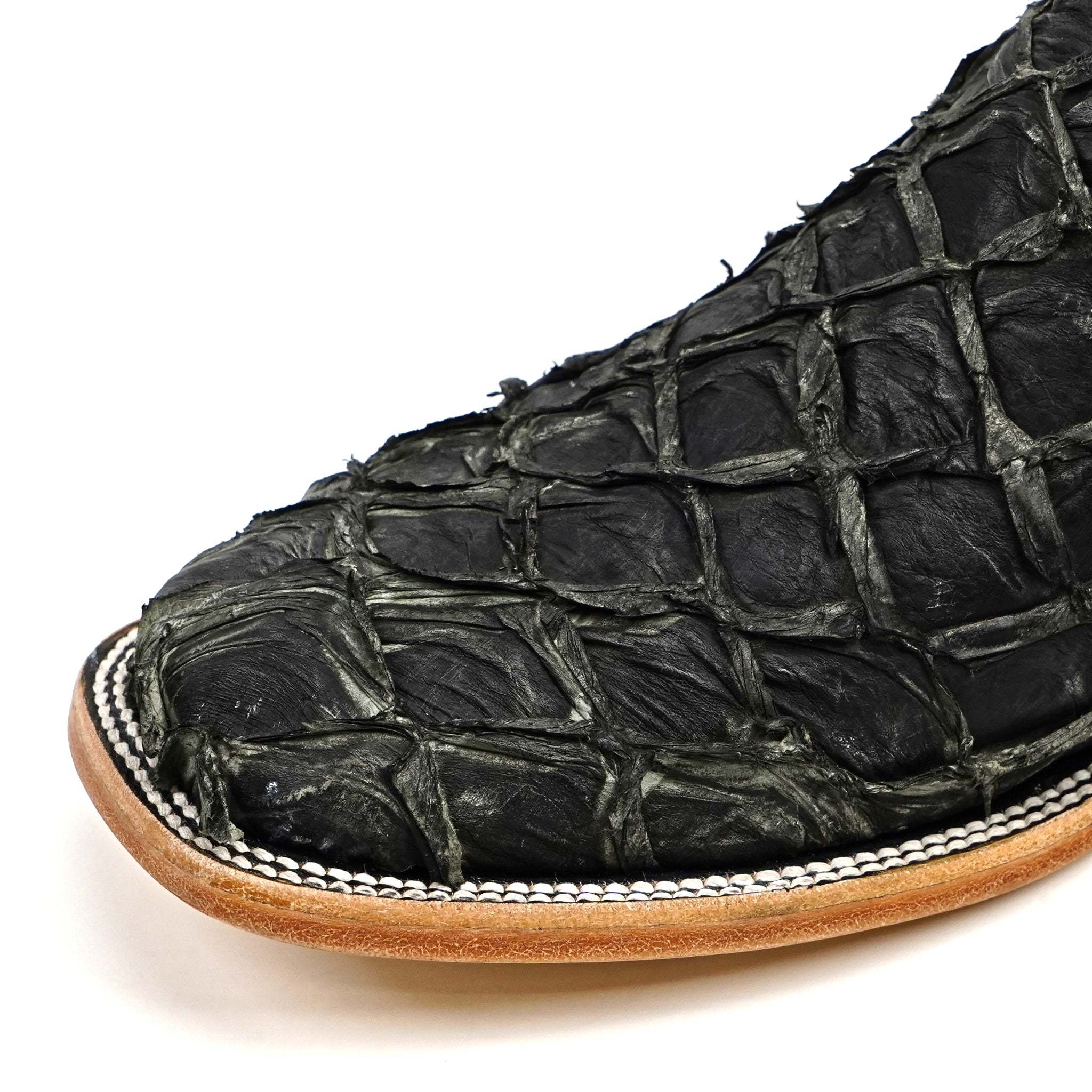 Connor Pirarucu Fish Boots - Gray Black - Square Toe (PZ60)
