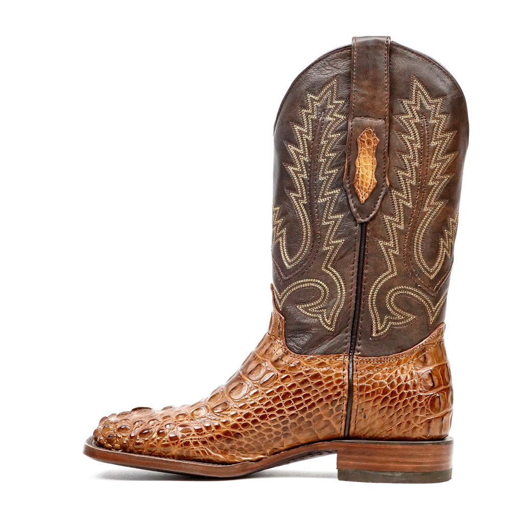 James Alligator Head Boots - Brandy - Square Toe (AP50) - Gomez Western Wear