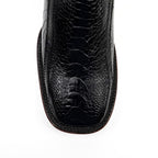 Austin Platinum Ostrich Leg Boots - Black - Square Toe - Gomez Western Wear