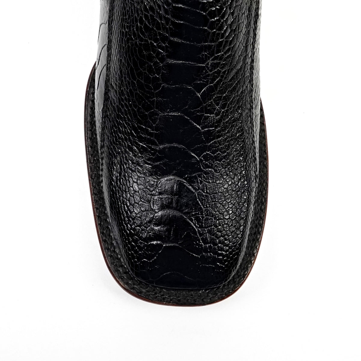 Austin Platinum Ostrich Leg Boots - Black - Square Toe - Gomez Western Wear