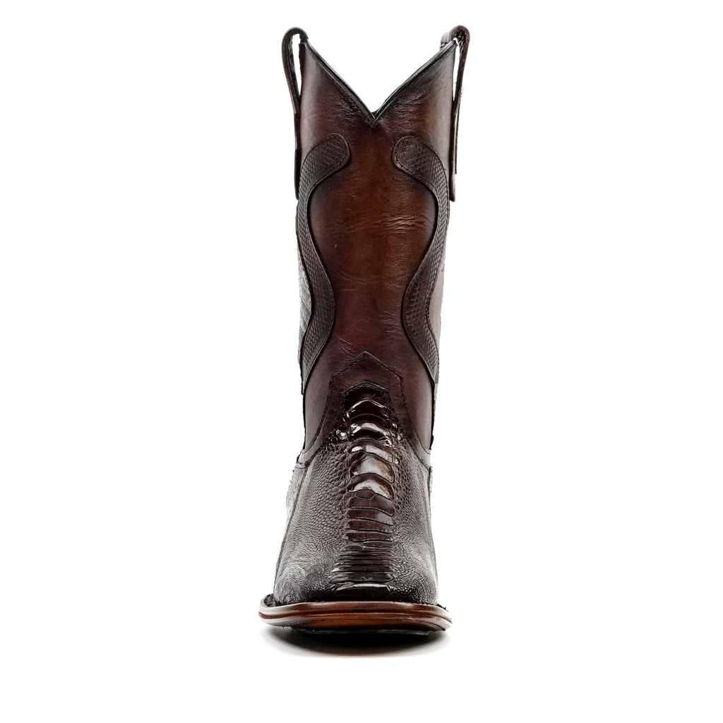 Austin Platinum Ostrich Leg Boots - Tobacco - Square Toe - Gomez Western Wear