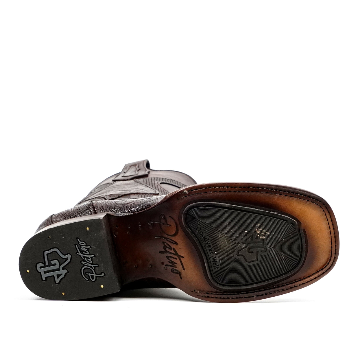 Austin Platinum Ostrich Leg Boots - Tobacco - Square Toe - Gomez Western Wear