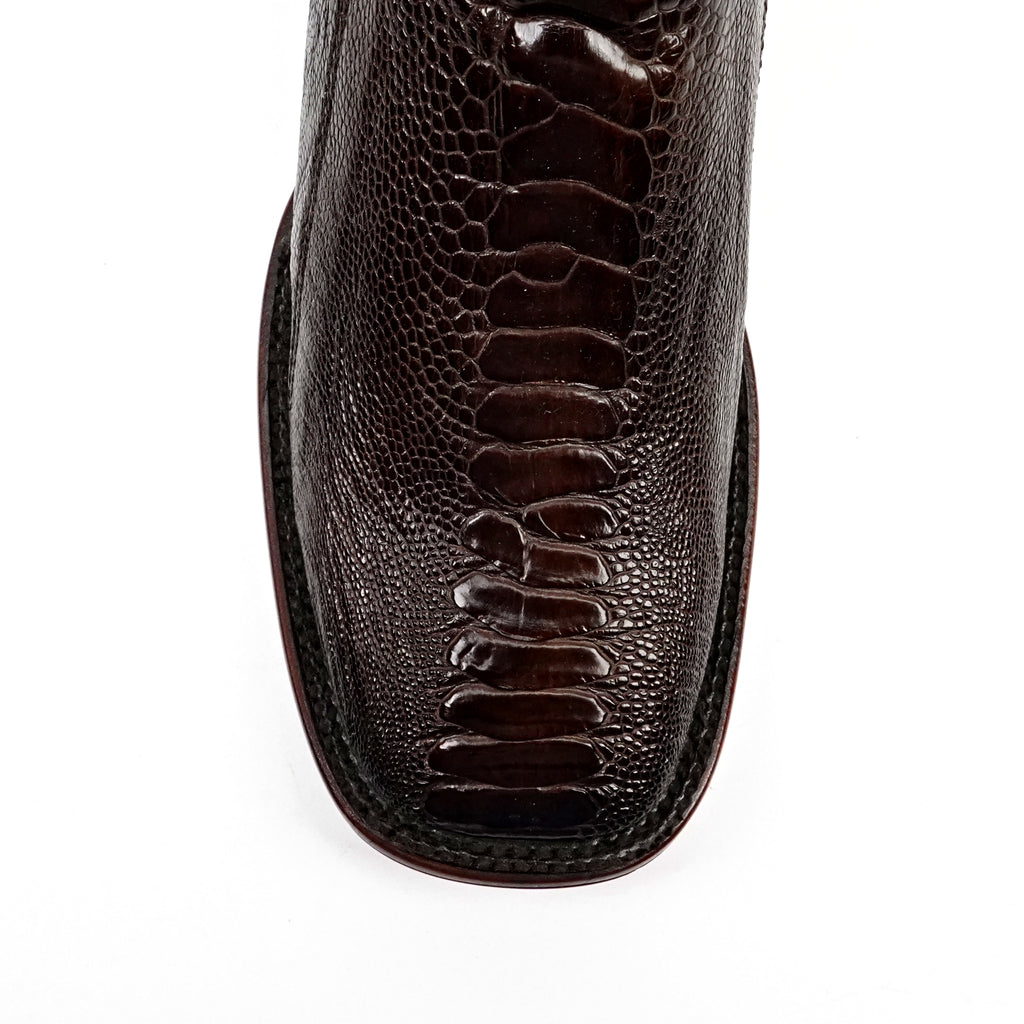 Austin Platinum Ostrich Leg Boots - Tobacco - Square Toe - Gomez Western Wear