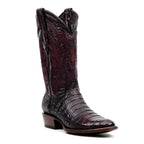 Rhodes Caiman Hornback Boots - Black Cherry - Round Toe (LM220)
