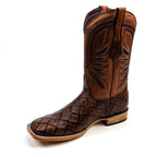 Pirarucu Chocolate - Embossed Leather - Square Toe (E687)