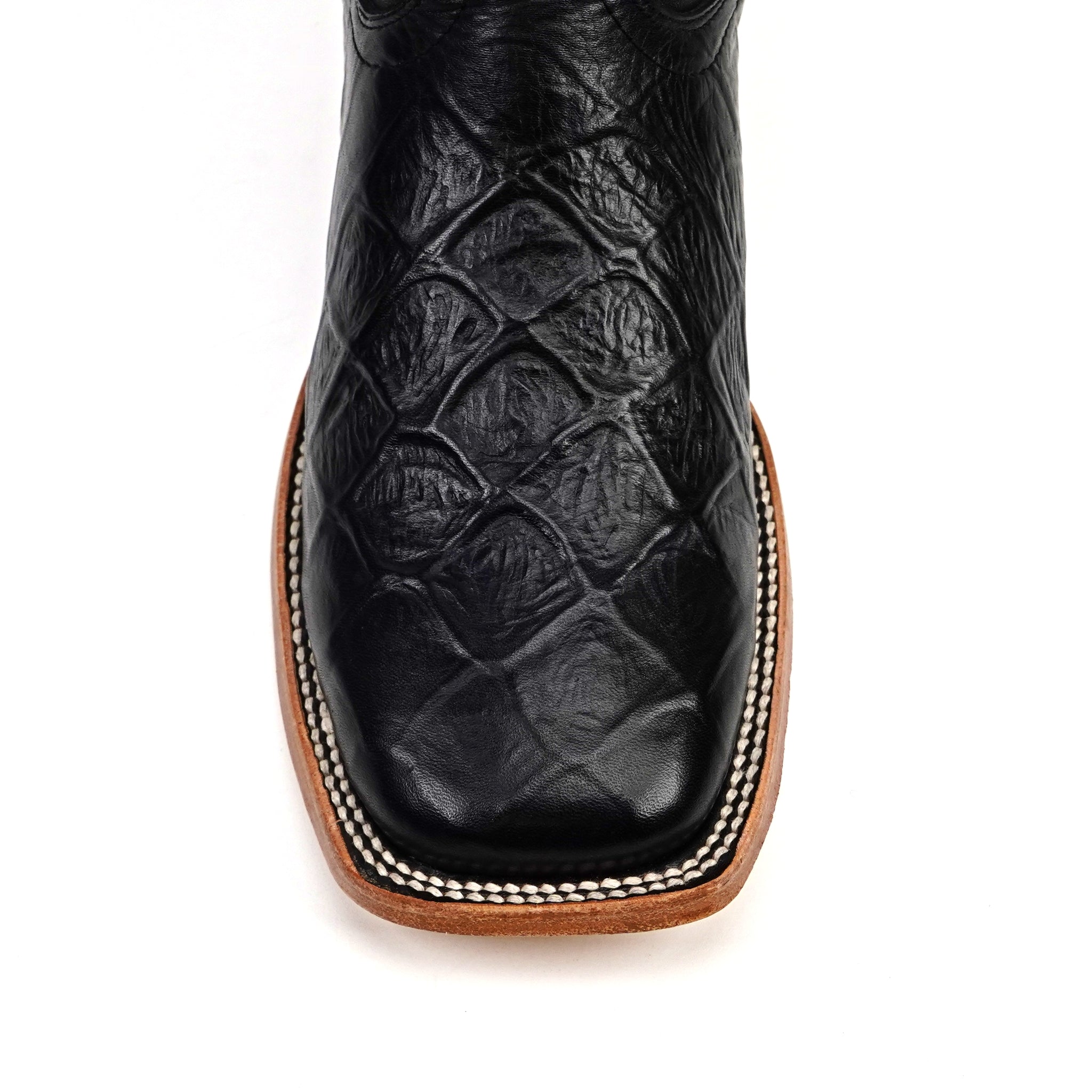 Pirarucu Black - Embossed Leather - Square Toe (E687)