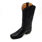 Grizzly Black Cowgirl Boots- Short Shaft - Narrow Square Toe (E862)