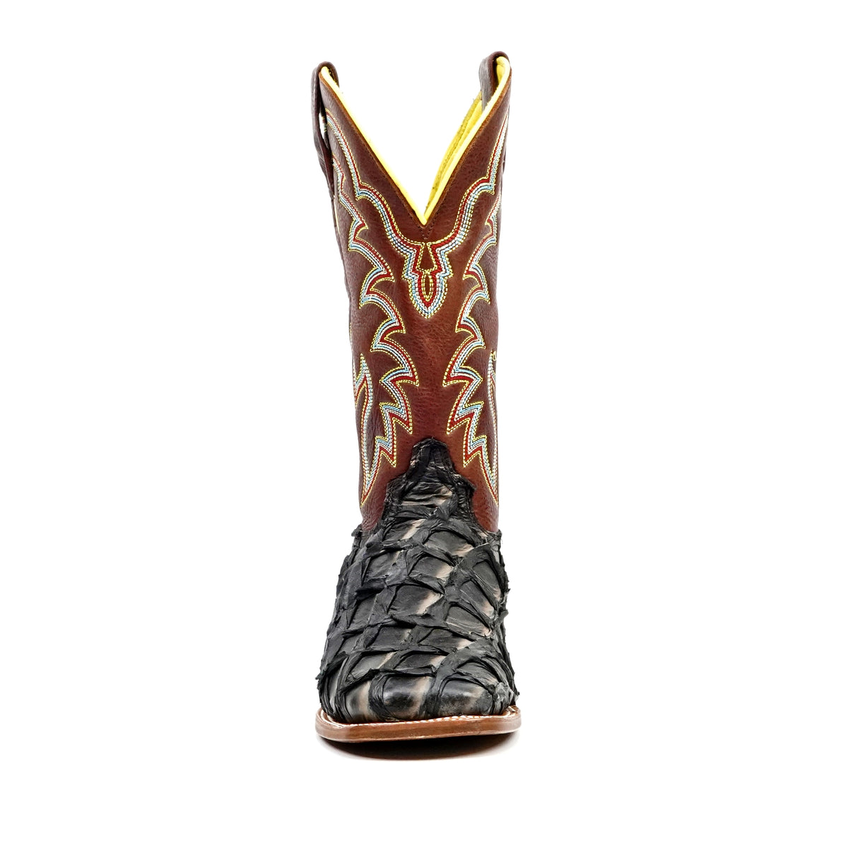 Butch Pirarucu Fish Boots - Camel Black - Square Toe - Gomez Western Wear