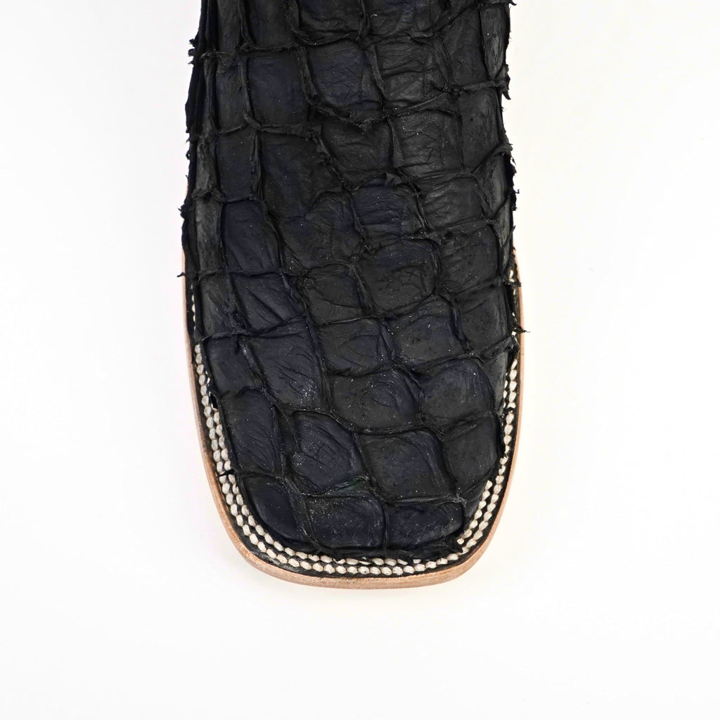 Connor Pirarucu Fish Boots - Matte Black - Square Toe (PZ60)
