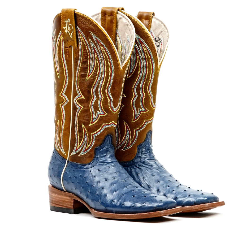 Botas Ridge de avestruz - Azules - Punta cuadrada