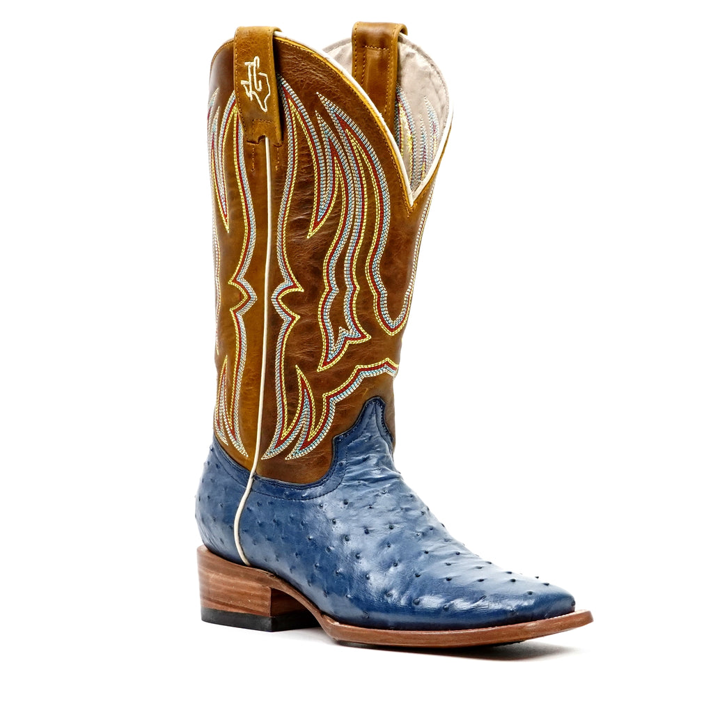 Botas Ridge de avestruz - Azules - Punta cuadrada