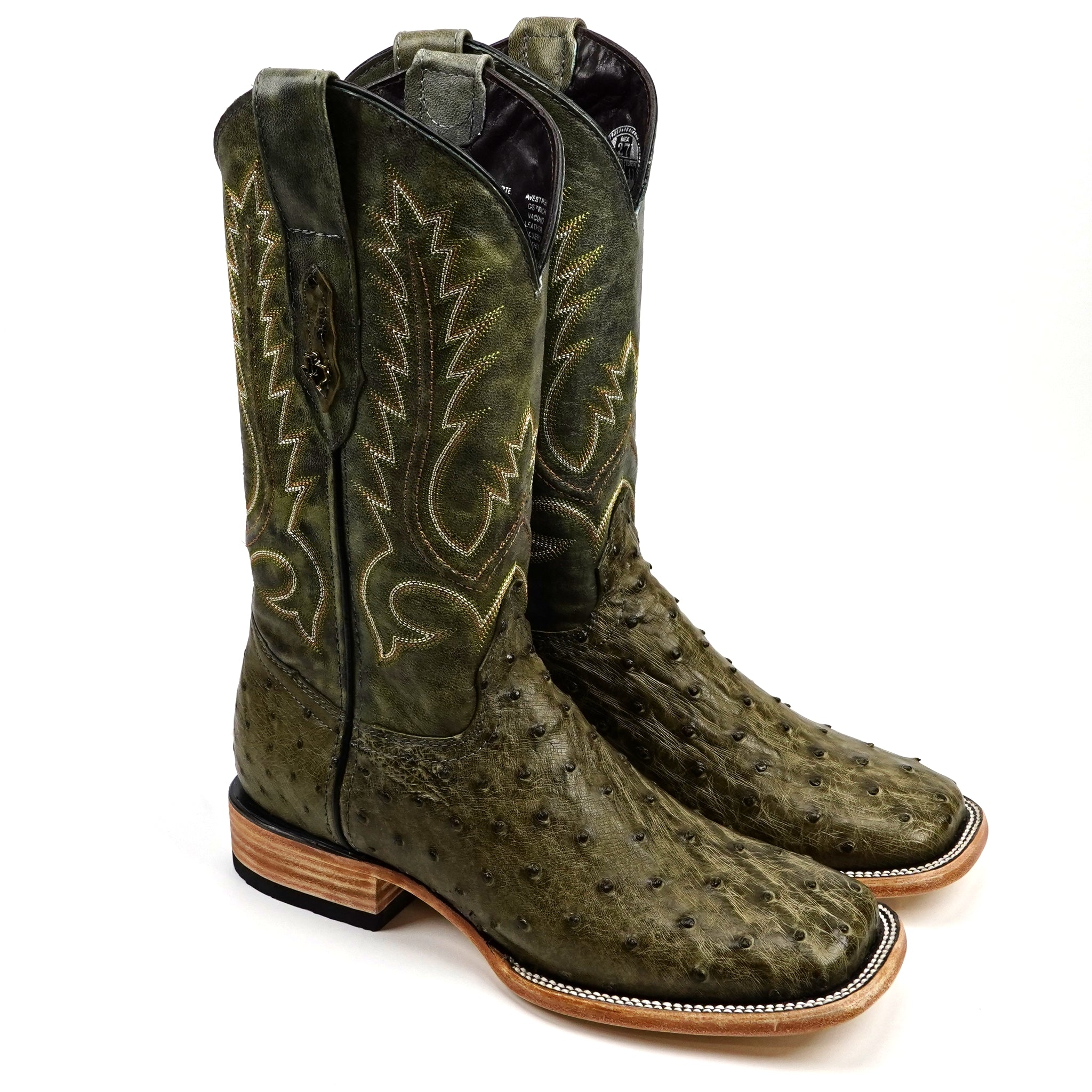 Austin Ostrich Boots - Agave - Square Toe (AV20)