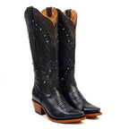 Priscila Cleyton Black Cowgirl Boots - Tall Shaft - Snip Toe (E871)