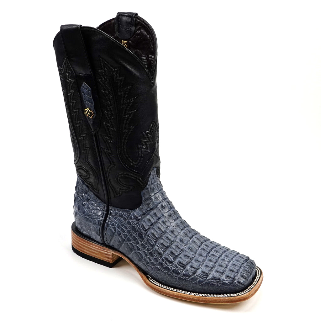 Rhodes Caiman Hornback Boots - Denim Blue- Square Toe (LM10)