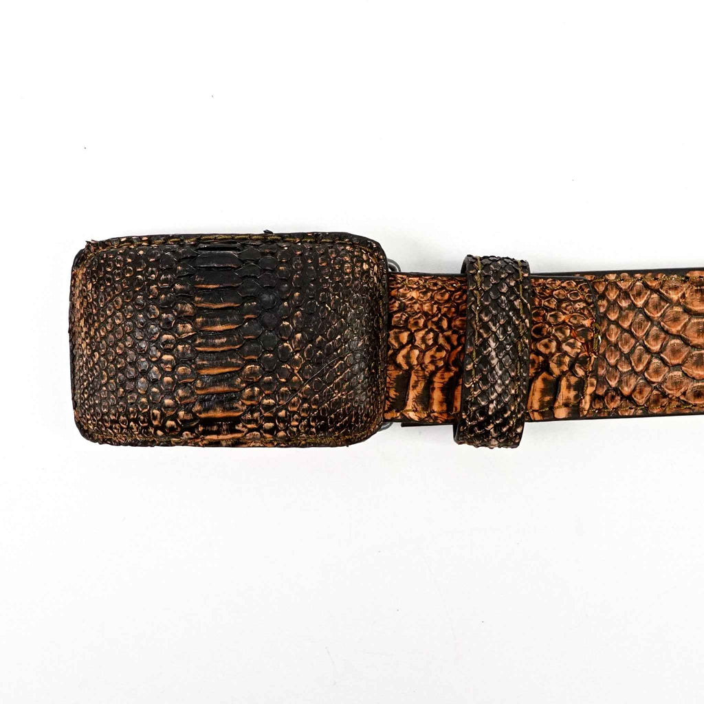 Exotic Full Quilt Python Belt - Burnt Orange (C-001)