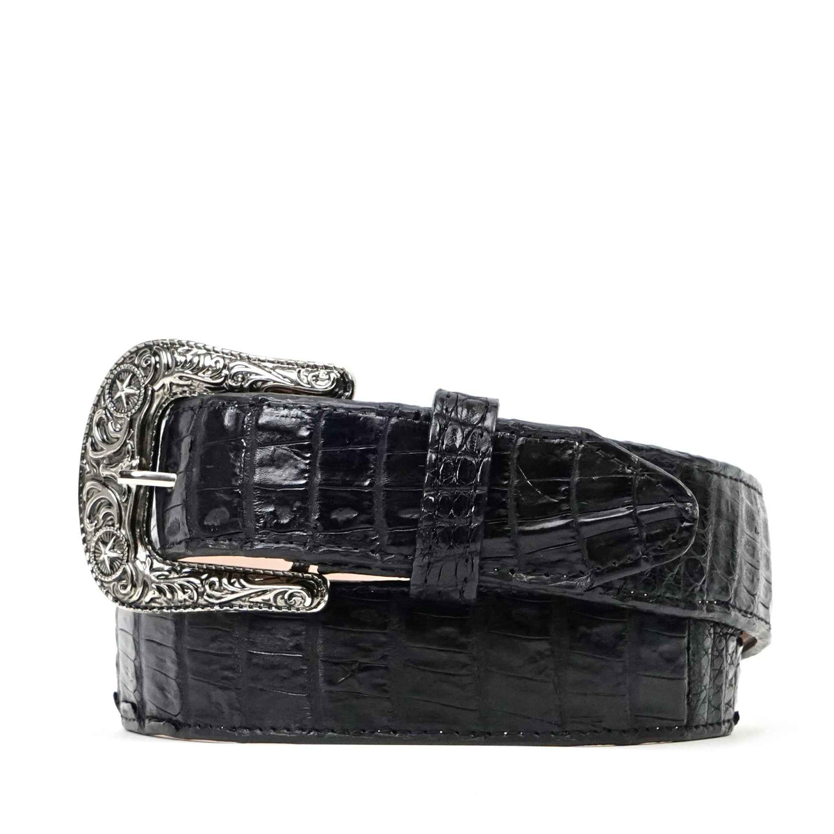Exotic Full Quilt Caiman Belt - Black (C-028)