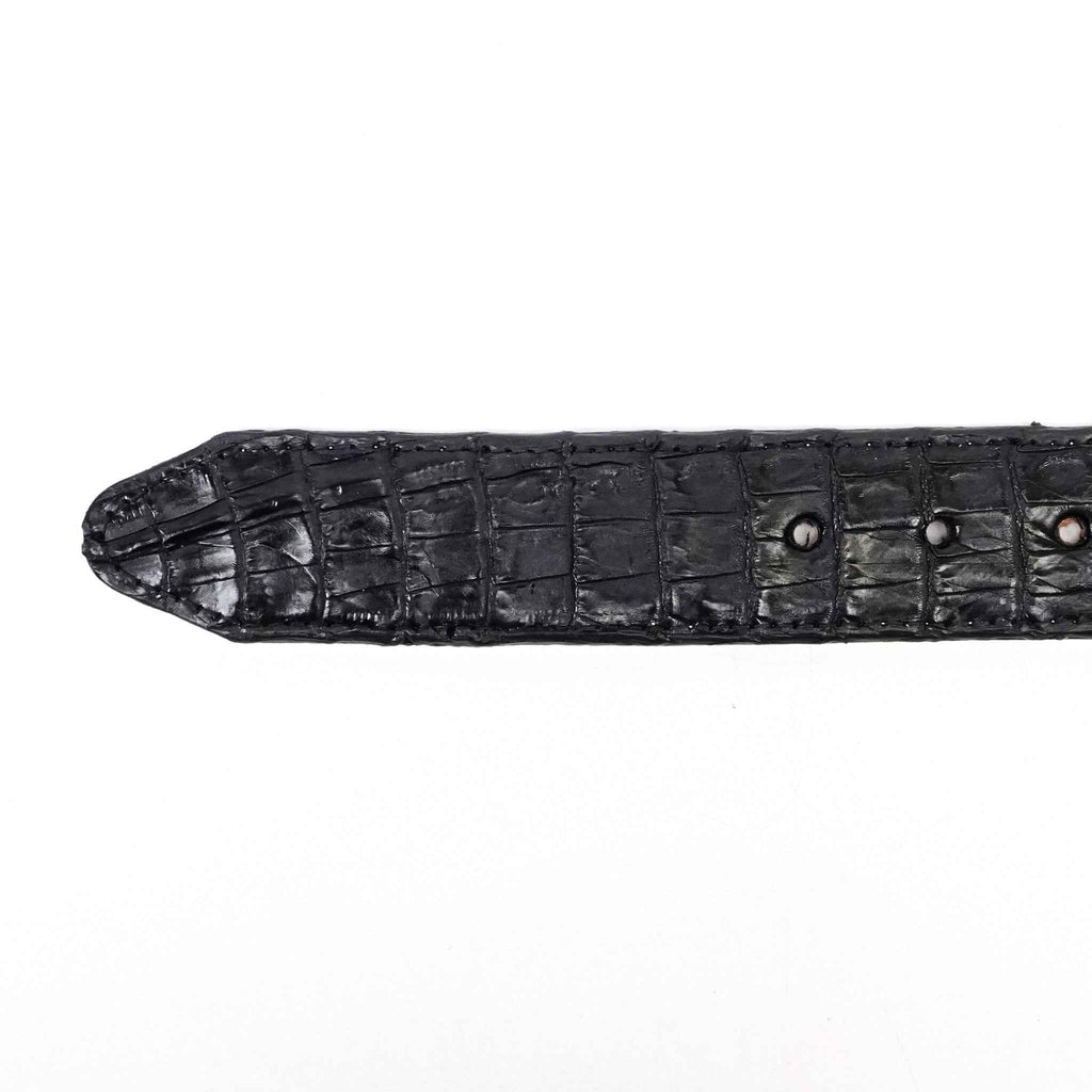 Exotic Full Quilt Caiman Belt - Black (C-028)