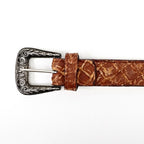 Exotic Full Quilt Pirarucu Belt - Pecan (C-028)