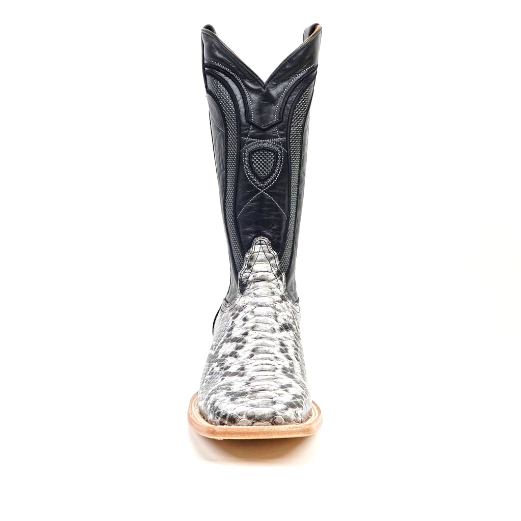 Python Natural Cowboy Boots - Embossed Leather - Square Toe (E913)