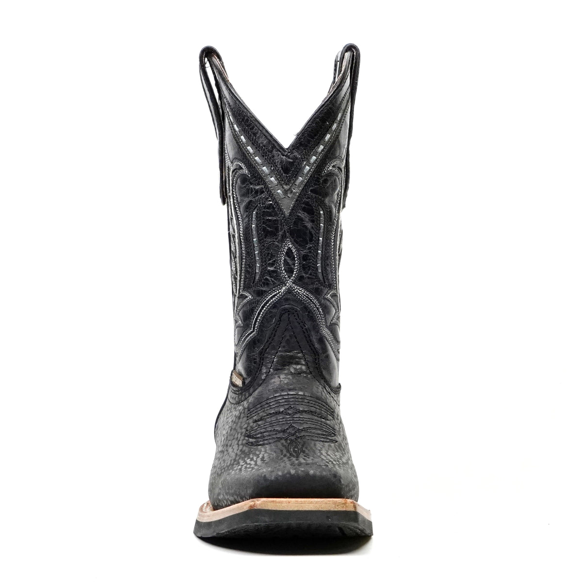 Cheyenne Black Leather Boots (Youth) - Slip-Resistant Sole - Rodeo Toe (E28)