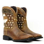 Texas Country Distressed Tan Boots - Slip-Resistant Sole - Square Toe (TCK001)